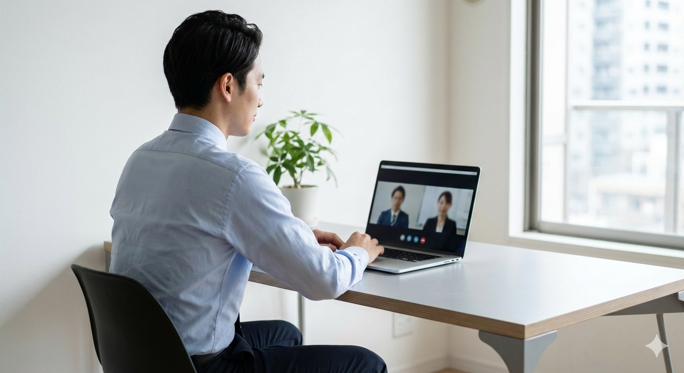 Graduate prepping for a digital interview